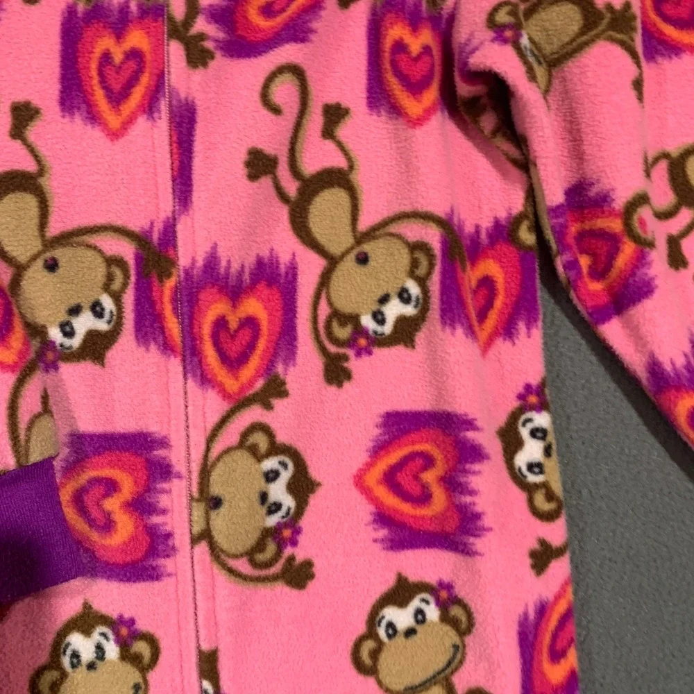 Circo Girls Footed Pajamas 2-Pack Size S 6/6x Fleece Owls Monkeys Bright Colors‎